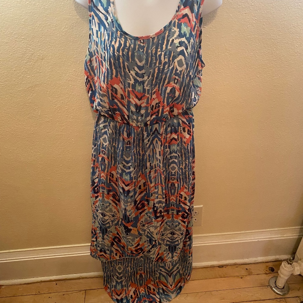 Lacroix print dress tulip hem high low size small